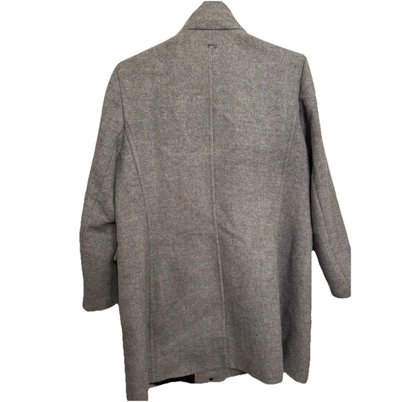 Calvin Klein Wool Blend Gray Tweed Stand Collar Walker Coat Women’s Sz 18 Zips - Picture 12 of 15